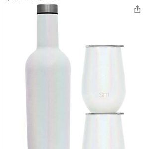 Insulated wine tumbler, matching stemless wine glasses, BRAND NEW, NEVER USED
